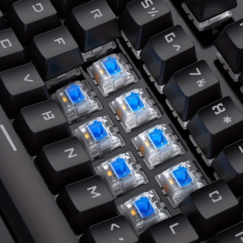 Caller Mechanical Keyboard - 104 Keys, Green Axis, Backlit, Wired USB, Black [Green Axis]