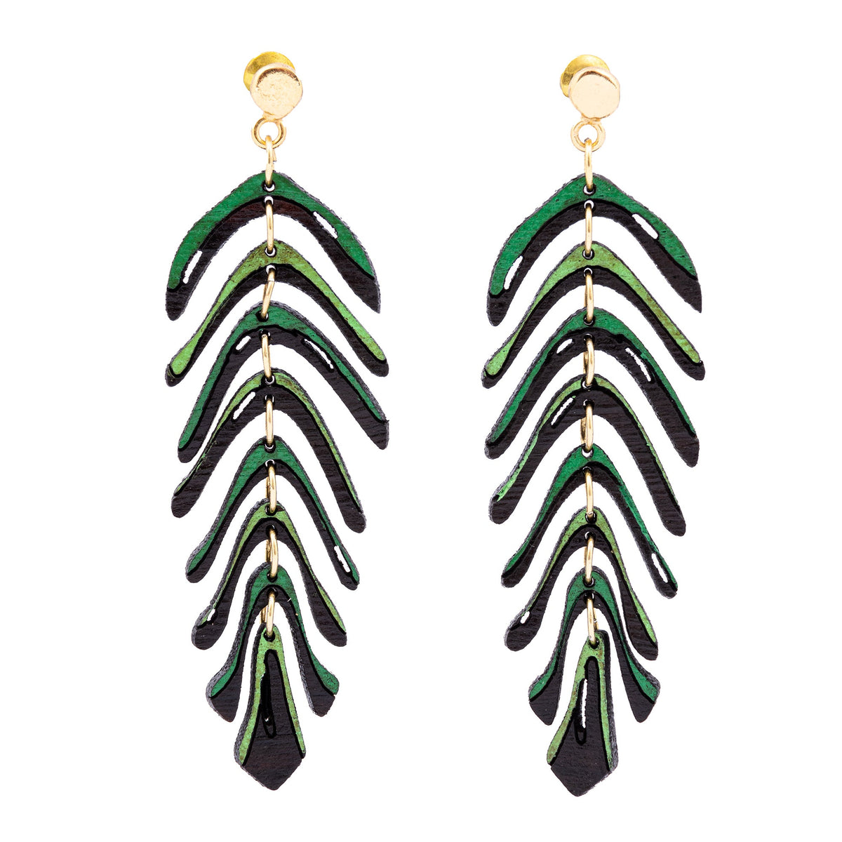 Areca Palm Leaf Reclaimed Rosewood Dangle Earrings