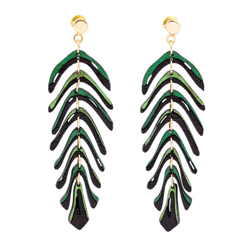 Areca Palm Leaf Reclaimed Rosewood Dangle Earrings