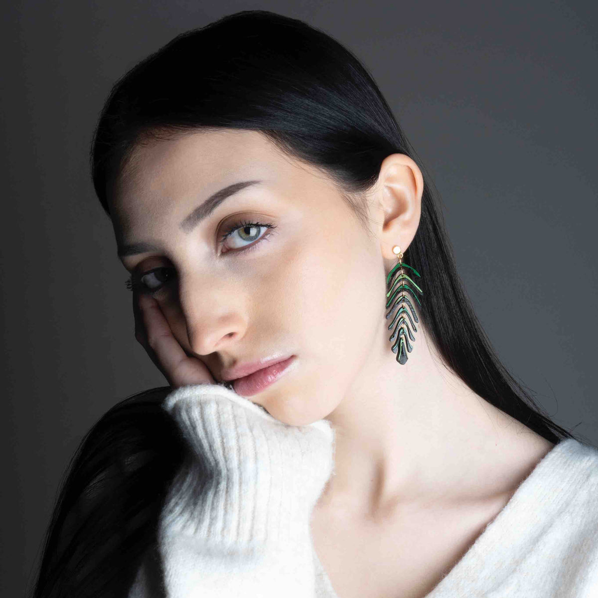 Areca Palm Leaf Reclaimed Rosewood Dangle Earrings