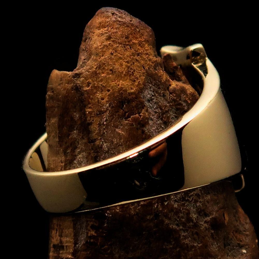 Mirror polished Men's Brass Initial Ring one bold Letter L