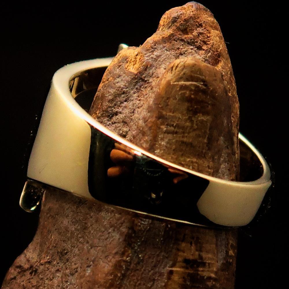 Mirror polished Men's Brass Initial Ring one bold Letter L