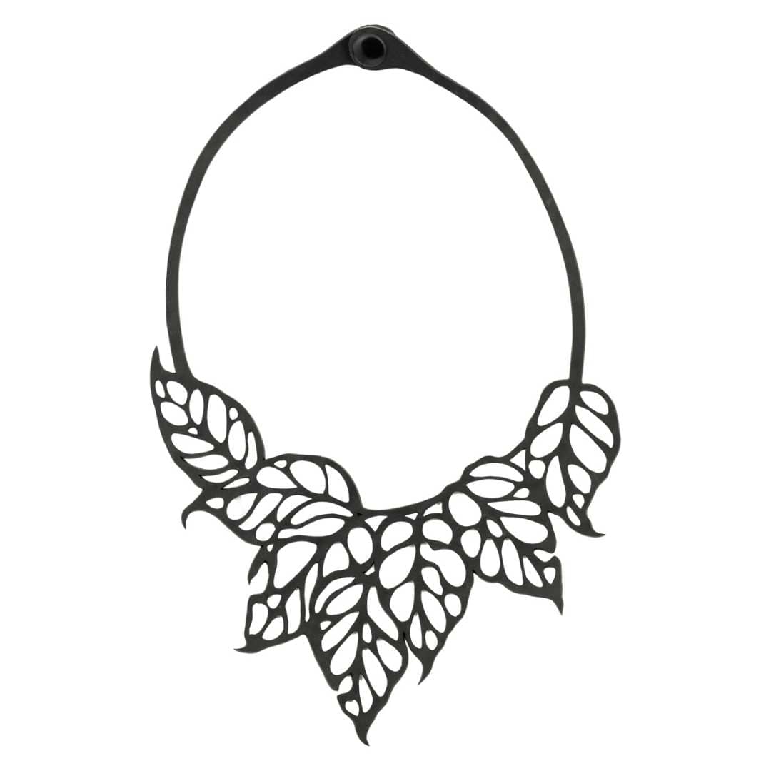 Monstera Leaf Upcycled Inner Tube Statement Necklace