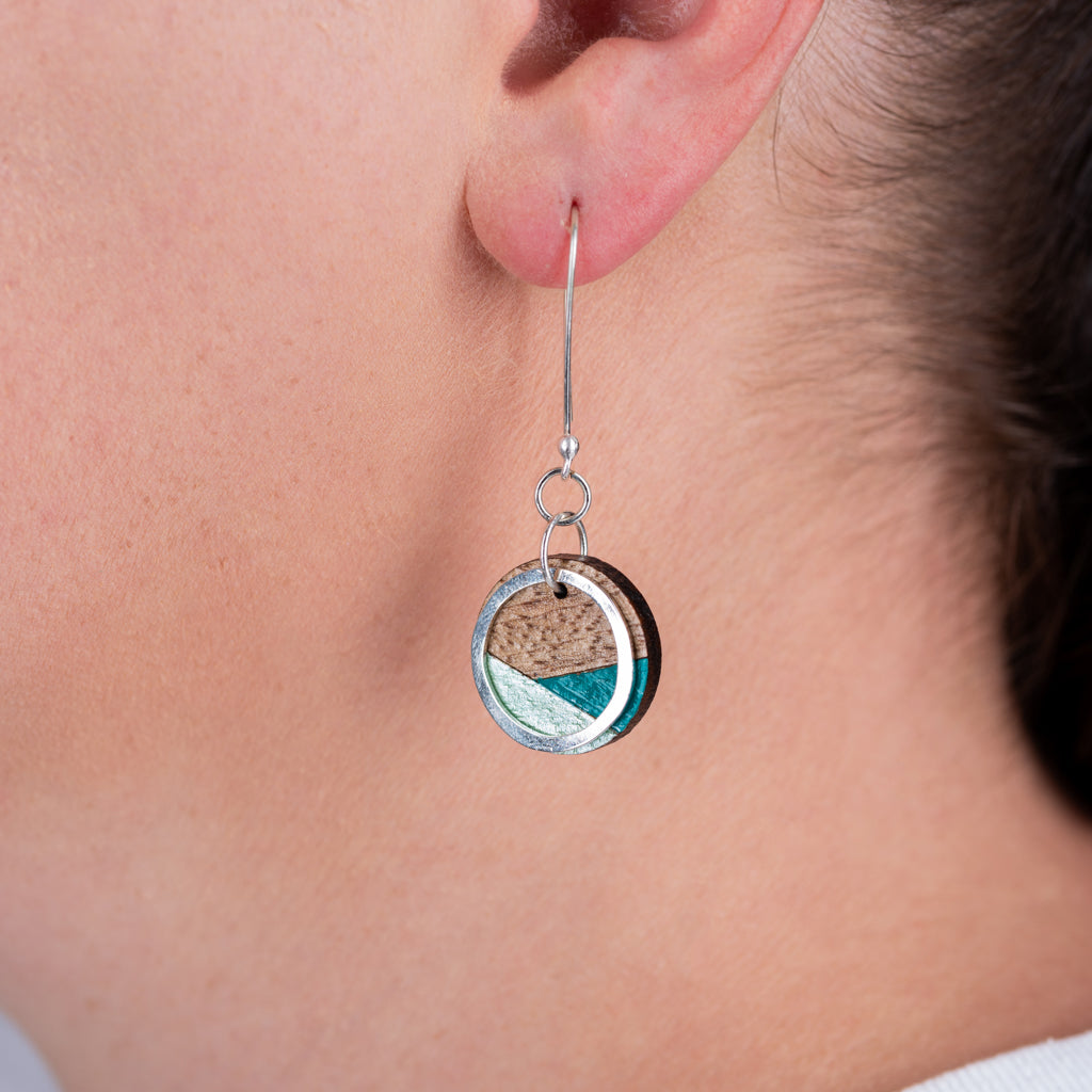 Conture Recycled Wood Silver Dangle Earrings (6 Colours)