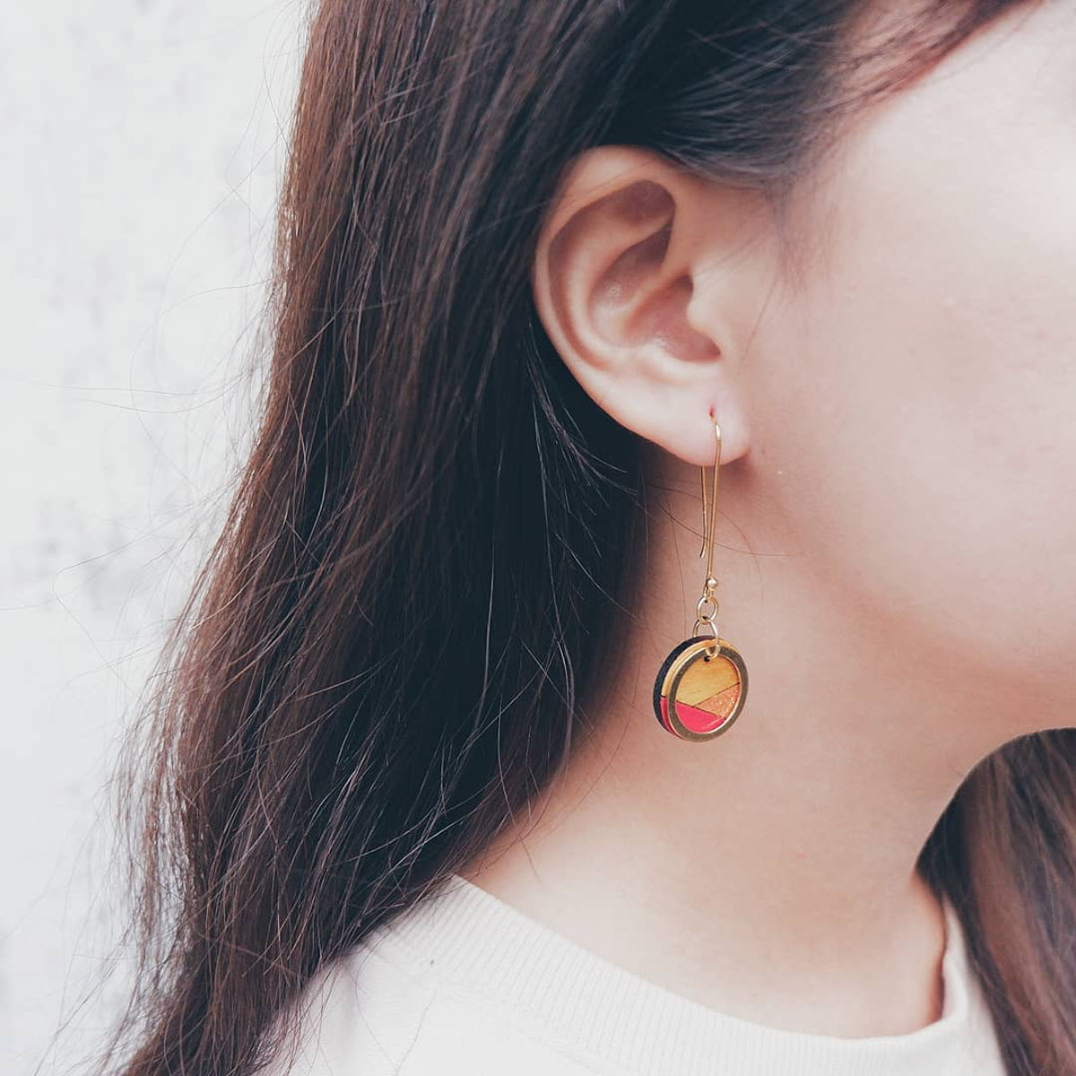 Conture Recycled Wood Silver Dangle Earrings (6 Colours)