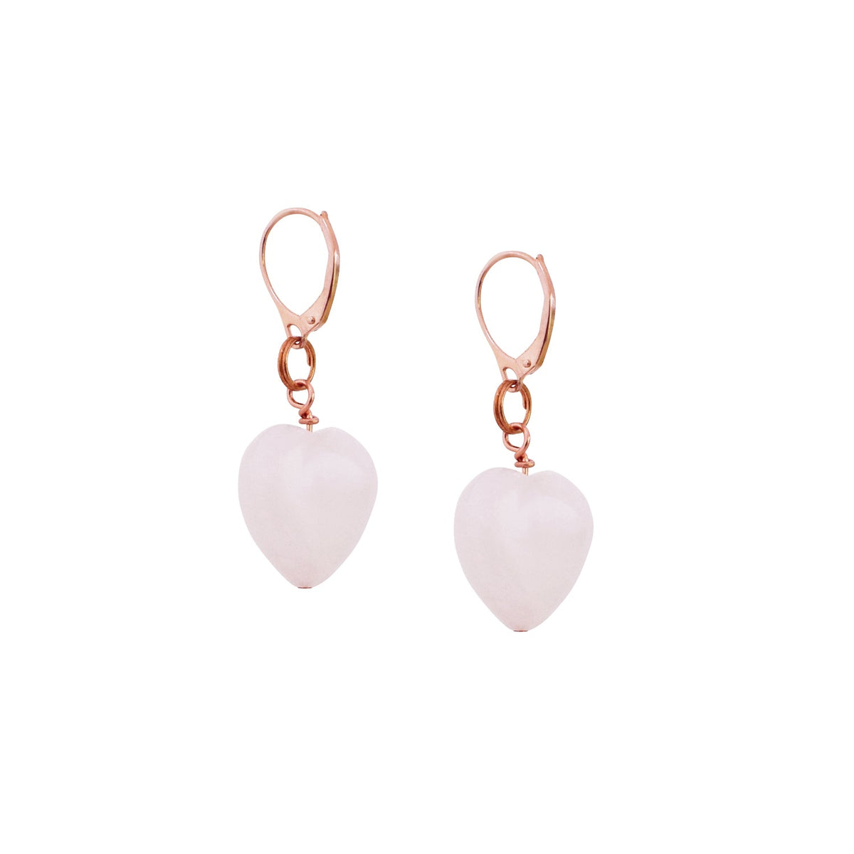 Rose Quartz Rose Gold Vermeil Earrings, Heart Gemstone Earrings, Bloom Collection | by nlanlaVictory