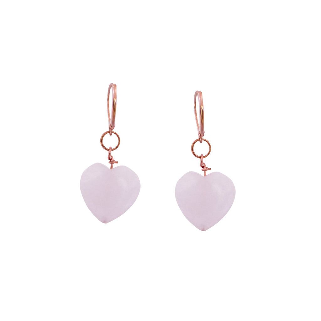Rose Quartz Rose Gold Vermeil Earrings, Heart Gemstone Earrings, Bloom Collection | by nlanlaVictory
