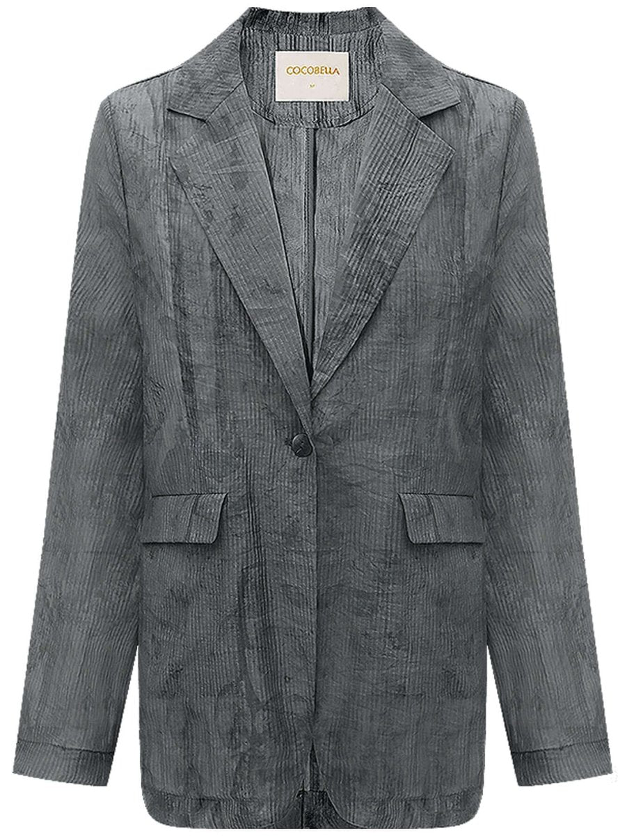 Ink-Washed Draped Striped Blazer-3