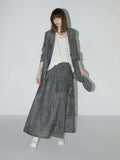 Ink-Washed Draped Striped Blazer-0