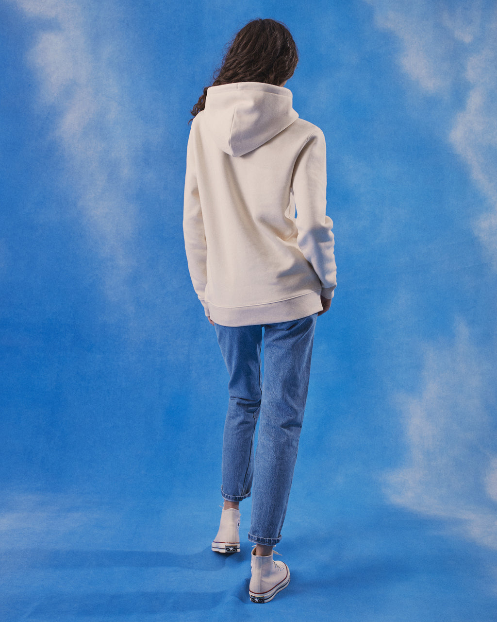Bee Embroidered Hoodie Ecru Women